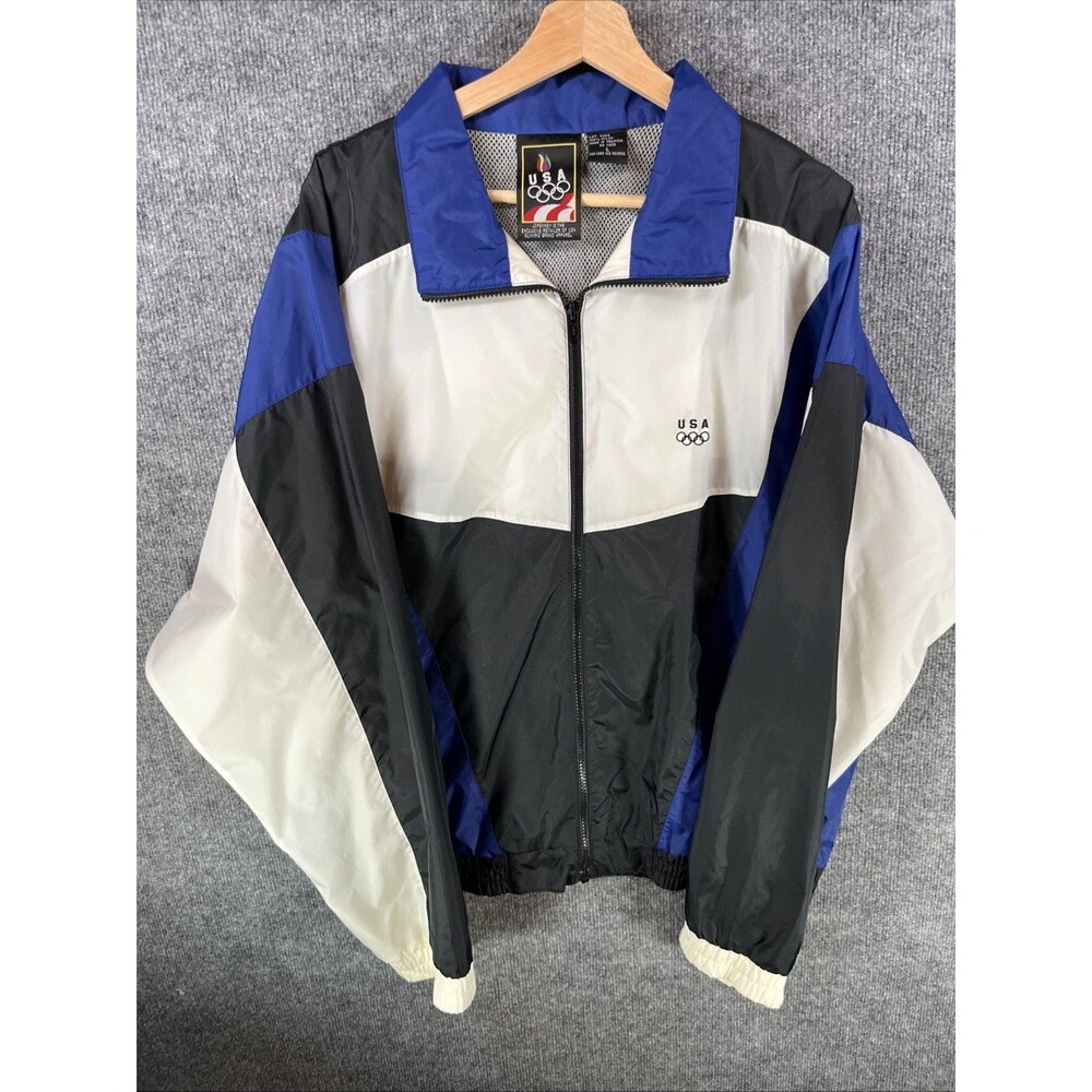 Vintage 90s JC Penney Olympics Windbreaker Jacket L - Blue Colorblock Vented